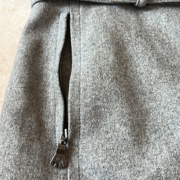 MNG Wool Blend Moto Zip Up Belted Jacket Gray Quilted Satin Lining Size US Small - Picture 11 of 16